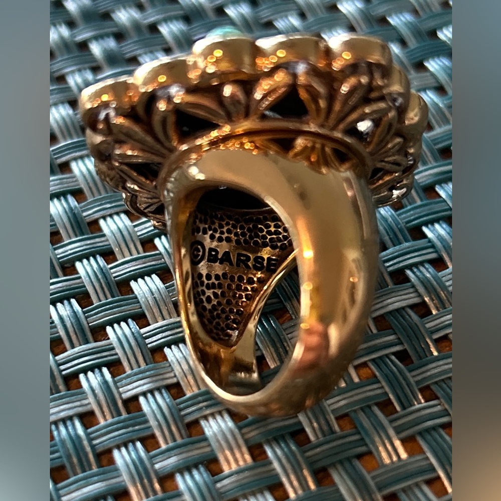 Vintage Barse Turquoise & Amethyst Bronze Ring Size 7 - Picture 6 of 8